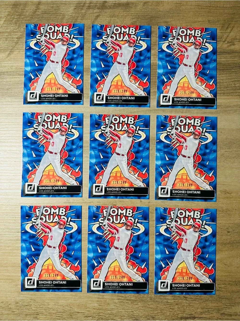 Shohei Ohtani Lot Of (9) 2022 Panini Bomb Squad 219/249 Novelty Baseball Cards. - Picture 1 of 3